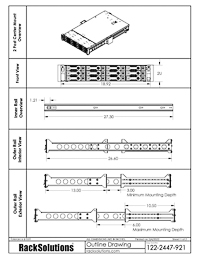 2 Post Mounting Dimensional Drawings preview for 2U Raven 105-A Rail for HPE (122-2447)