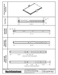 2 Post Center Mounting Dimensional Drawings preview for 1U Cobra 110-A Dry Slide Rail for Dell (122-2579)