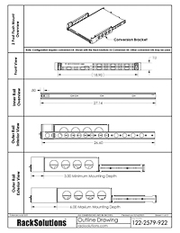 2 Post Flush Mounting Dimensional Drawings preview for 1U Cobra 110-A Dry Slide Rail for Dell (122-2579)