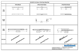 4 Post Mounting Dimensional Drawings preview for 1U Cobra 110-A Dry Slide Rail for Dell (122-2579)