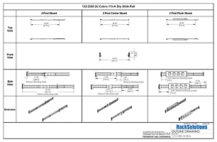 Dimensional Drawings preview for 2U Cobra 115-A Dry Slide Rail for Dell (122-2580)
