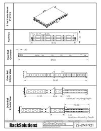2 Post Center Mounting Dimensional Drawings preview for 2U Cobra 125-A Rail for Dell (122-6947)