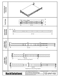 4 Post Mounting Dimensional Drawings preview for 2U Cobra 125-A Rail for Dell (122-6947)