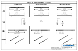 Dimensional Drawings preview for 1U Raven 135-A Dry Slide Rail for HPE (122-7159)