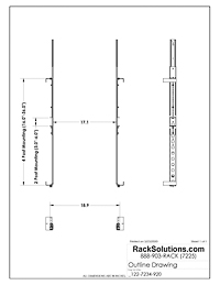 Dimensional Drawings preview for 1U Raven 140-A Dry Slide Rail for HPE (122-7234)