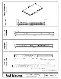 2 Post Center Mounting Dimensional Drawings preview for 1U Cobra 145-A Dry Slide Rail for Dell (122-7390)
