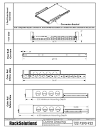2 Post Flush Mounting Dimensional Drawings preview for 1U Cobra 145-A Dry Slide Rail for Dell (122-7390)