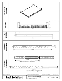 4 Post Mounting Dimensional Drawings preview for 1U Cobra 145-A Dry Slide Rail for Dell (122-7390)