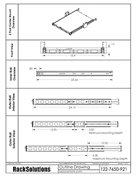 2 Post Center Mounting Dimensional Drawings preview for 1U Cobra 155-A Dry Slide Rail for Dell (122-7650)