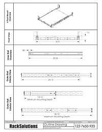 4 Post Mounting Dimensional Drawings preview for 1U Cobra 155-A Dry Slide Rail for Dell (122-7650)