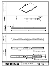 2 Post Center Mounting Dimensional Drawings preview for 1U Cobra 160-A Rail for Dell (122-7775)