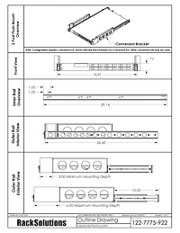2 Post Flush Mounting Dimensional Drawings preview for 1U Cobra 160-A Rail for Dell (122-7775)