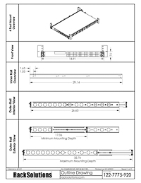 4 Post Mounting Dimensional Drawings preview for 1U Cobra 160-A Rail for Dell (122-7775)