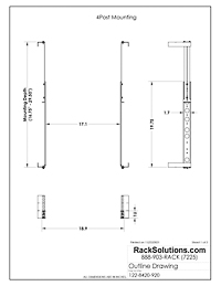 Dimensional Drawings preview for 1U Raven 165-A Rail for HPE Short Installation Depth (122-8420)