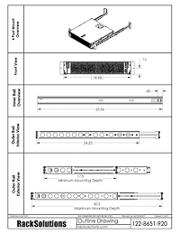 4 Post Mounting Dimensional Drawings preview for 2U Cobra 130-A Rail for Dell (122-8651)