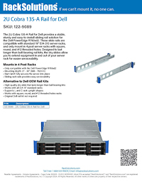 Data Sheet preview for 2U Cobra 135-A Rail for Dell (122-9089)