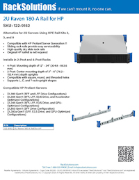 Data Sheet preview for 2U Raven 180-A Rail for HPE (122-9162)