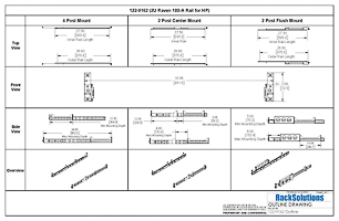 Dimensional Drawings preview for 2U Raven 180-A Rail for HPE (122-9162)