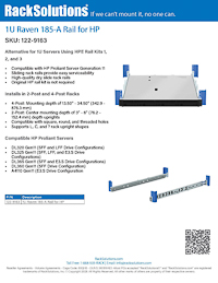 Data Sheet preview for 1U Raven 185-A Rail for HPE (122-9163)