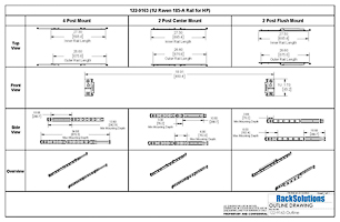 Dimensional Drawings preview for 1U Raven 185-A Rail for HPE (122-9163)