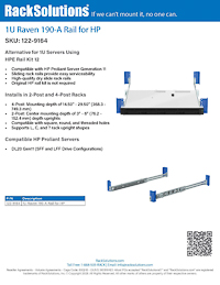 Data Sheet preview for 1U Raven 190-A Rail for HPE (122-9164)