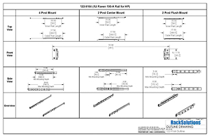 Dimensional Drawings preview for 1U Raven 190-A Rail for HPE (122-9164)