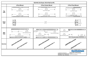 Dimensional Drawings preview for 1U Raven 195-A Rail for HPE (122-9165)