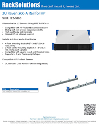 Data Sheet preview for 2U Raven 200-A Rail for HPE (122-9166)