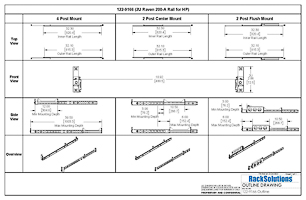 Dimensional Drawings preview for 2U Raven 200-A Rail for HPE (122-9166)