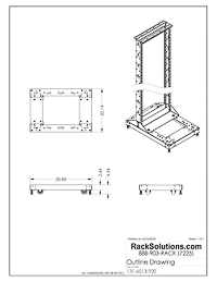 Dimensional Drawings preview for Caster Kit for TechEdge 2Post 19in EIA Racks (131-6513)