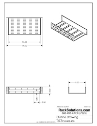 Dimensional Drawings preview for 2U Horizontal Cable Management Tray (9in Deep) (137-5755)