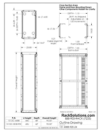 Dimensional Drawings preview for 48U 151DC Open Frame Data Center Rack 24in x 48in (WxD) (151DC-4488)