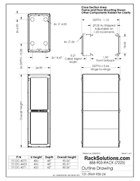 Dimensional Drawings preview for 48U 151DC Data Center Rack 24in x 48in (WxD) (151DC-4070)
