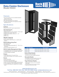 Data Sheet preview for 48U 151DC Data Center Rack 24in x 48in (WxD) (151DC-4070)