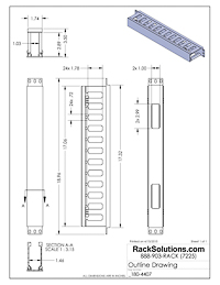 Dimensional Drawings preview for 1U Horizontal Plastic Cable Duct With Cover (3.5in Deep) (180-4407)