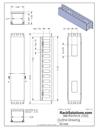 Dimensional Drawings preview for 2U Horizontal Plastic Cable Duct With Cover (3.5in Deep) (180-4408)