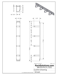 Dimensional Drawings preview for 1U Horizontal Metal D-Ring Cable Management Bar (180-4409)