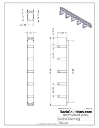 Dimensional Drawings preview for 1U Horizontal Plastic D-Ring Cable Management Bar (180-4410)