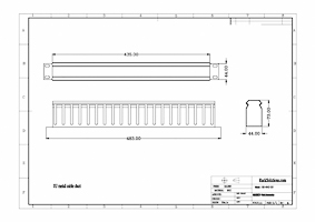 Dimensional Drawings preview for 1U Horizontal Metal Cable Duct With Cover (3.8in Deep) (180-4942)