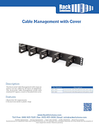 Data Sheet preview for 1U Horizontal Metal D-Ring Cable Management Bar (180-4409)