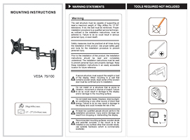 Installation Instructions preview for Universal Monitor Wall Mount Arm (VESA-D Mounting Holes) (180-5209)