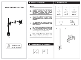 Installation Instructions preview for Universal Monitor Desk Mount Arm (VESA-D Mounting Holes) (180-5211)