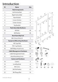 Installation Instructions preview for 12U Adjustable Open Frame Server Rack 23in x 20-40in (WxD) (180-5252)