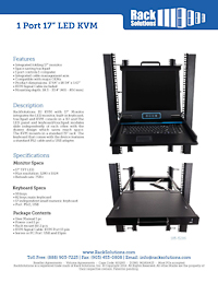 Data Sheet preview for 1U Sliding KVM with Keyboard, Trackpad and 17in Monitor (1 KVM Port) (185-5286)
