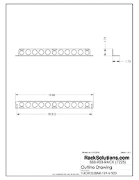 Dimensional Drawings preview for 1U Horizontal Heavy Duty Cable Management Bar with VELCRO® (CROSSBAR-119-V)