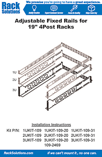 Installation Instructions preview for 1U Universal Rail 20in Depth (1UKIT-109-20)