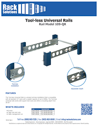 Data Sheet preview for 1U Tool-less Universal Rail 28in Depth with Tool-less Wirebar (1UKIT-109-QR)