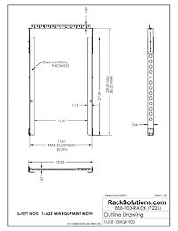 Dimensional Drawings preview for 1U Tool-less Universal Rail 28in Depth with Tool-less Wirebar (1UKIT-109-QR)