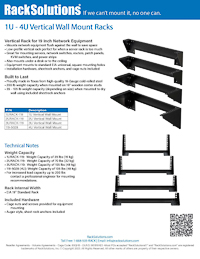 Data Sheet preview for 1U Vertical Wall Mount (1URACK-119)