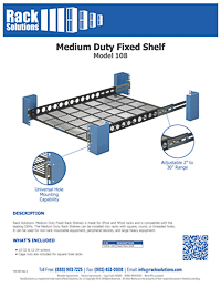 Data Sheet preview for 1U 108 Fixed Shelf 24in Depth (1USHL-108)